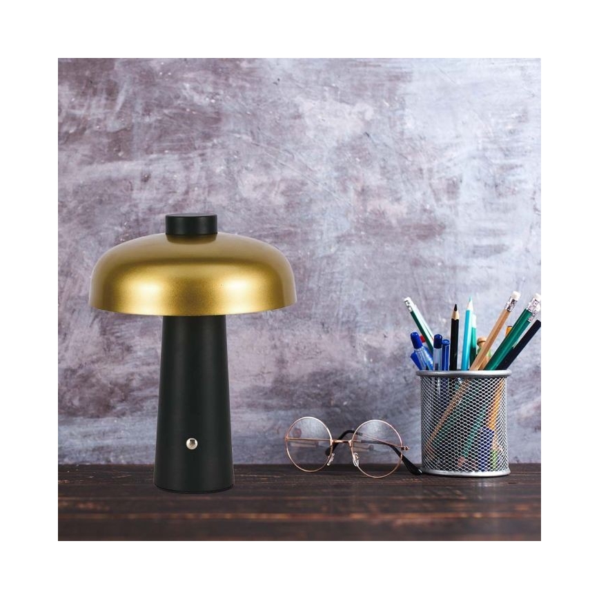 Lampe de table tactile rechargeable et à intensité variable LED/3W/5V 3000-6000K 1800 mAh noir/doré