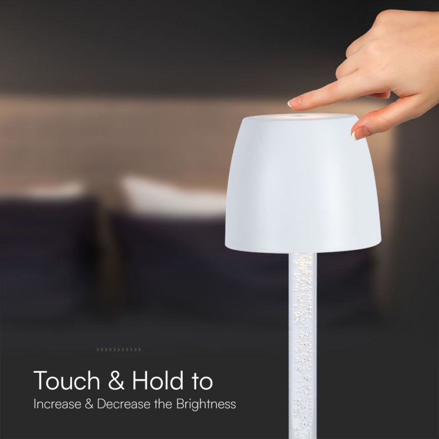 Lampe de table tactile rechargeable et à intensité variable LED/3W/5V 3000K 1800 mAh blanc