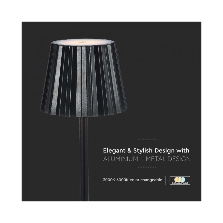 Lampe de table tactile rechargeable et à intensité variable LED/4W/5V 3000-6000K 1800 mAh noir