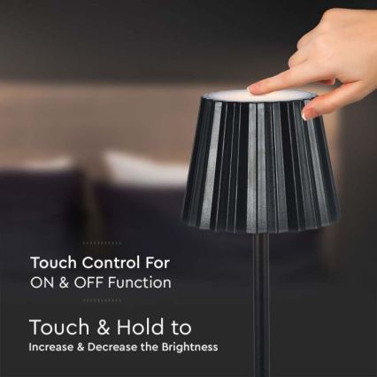 Lampe de table tactile rechargeable et à intensité variable LED/4W/5V 3000-6000K 1800 mAh noir