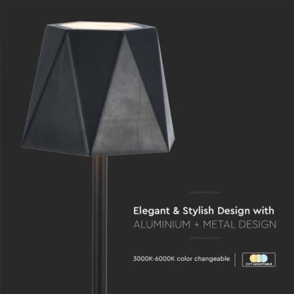 Lampe de table tactile rechargeable et à intensité variable LED/4W/5V 3000-6000K 1800 mAh noir