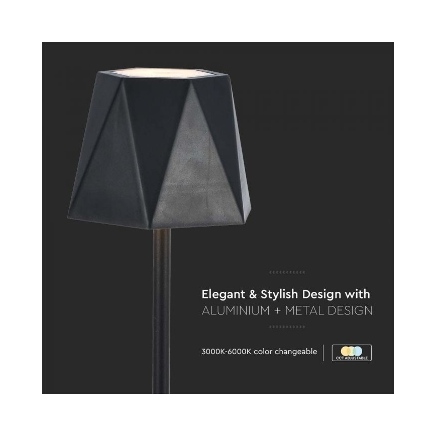 Lampe de table tactile rechargeable et à intensité variable LED/4W/5V 3000-6000K 1800 mAh noir