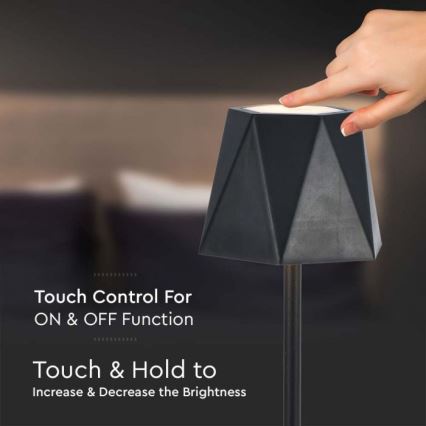 Lampe de table tactile rechargeable et à intensité variable LED/4W/5V 3000-6000K 1800 mAh noir