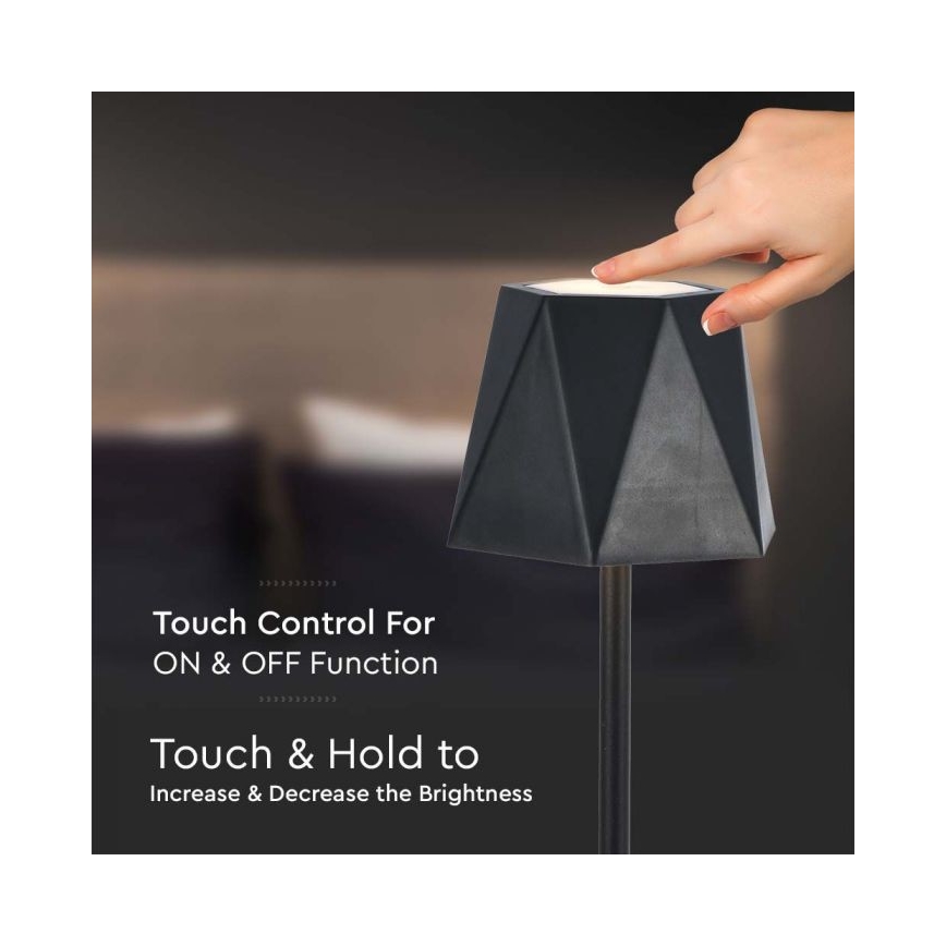 Lampe de table tactile rechargeable et à intensité variable LED/4W/5V 3000-6000K 1800 mAh noir