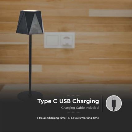 Lampe de table tactile rechargeable et à intensité variable LED/4W/5V 3000-6000K 1800 mAh noir