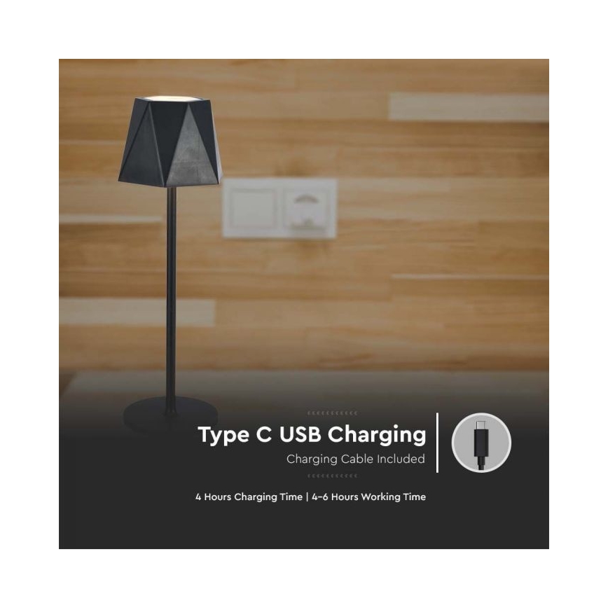 Lampe de table tactile rechargeable et à intensité variable LED/4W/5V 3000-6000K 1800 mAh noir