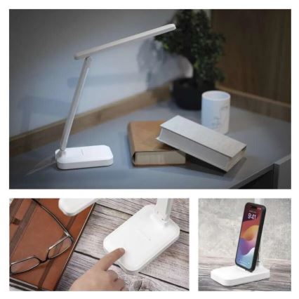 Lampe de table à intensité variable rechargeable LED/5W/3,7V 3000K/4000K/6500K 800mAh blanc