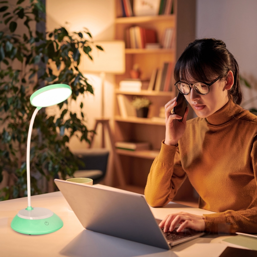Lampe de table à intensité variable rechargeable VISUA LED/5W/5V 3000-5000K 1200 mAh turquoise