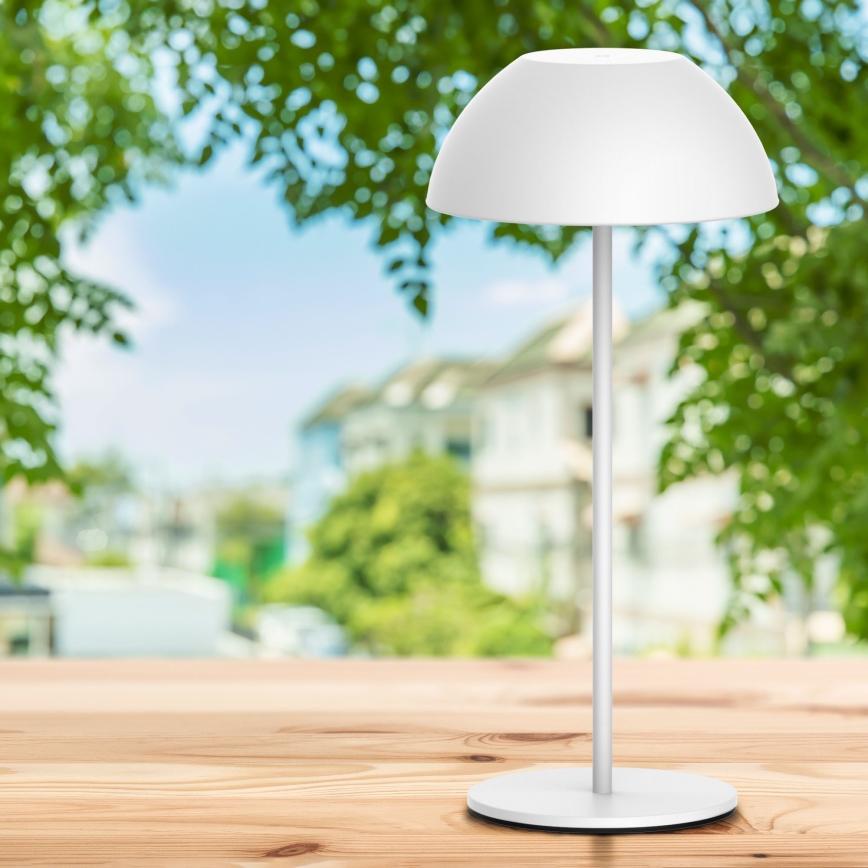 Lampe de table tactile extérieure à intensité variable TANZANIA LED/1,8W/5V USB 1800 mAh IP44 blanc