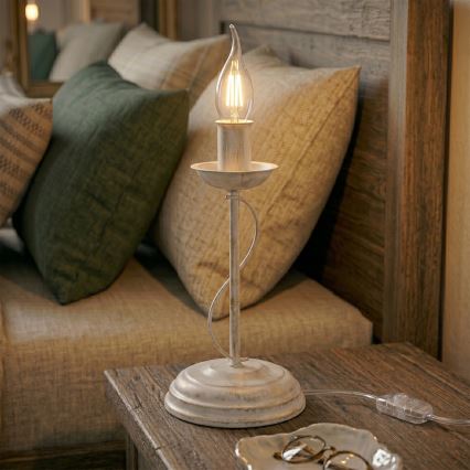 Lampe de table ANTON 1xE14/60W/230V patine blanche