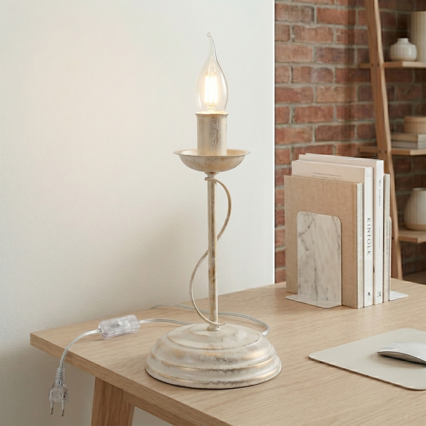 Lampe de table ANTON 1xE14/60W/230V patine blanche