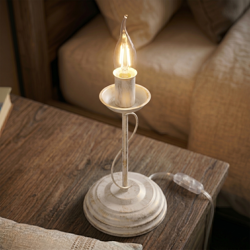 Lampe de table ANTON 1xE14/60W/230V patine blanche