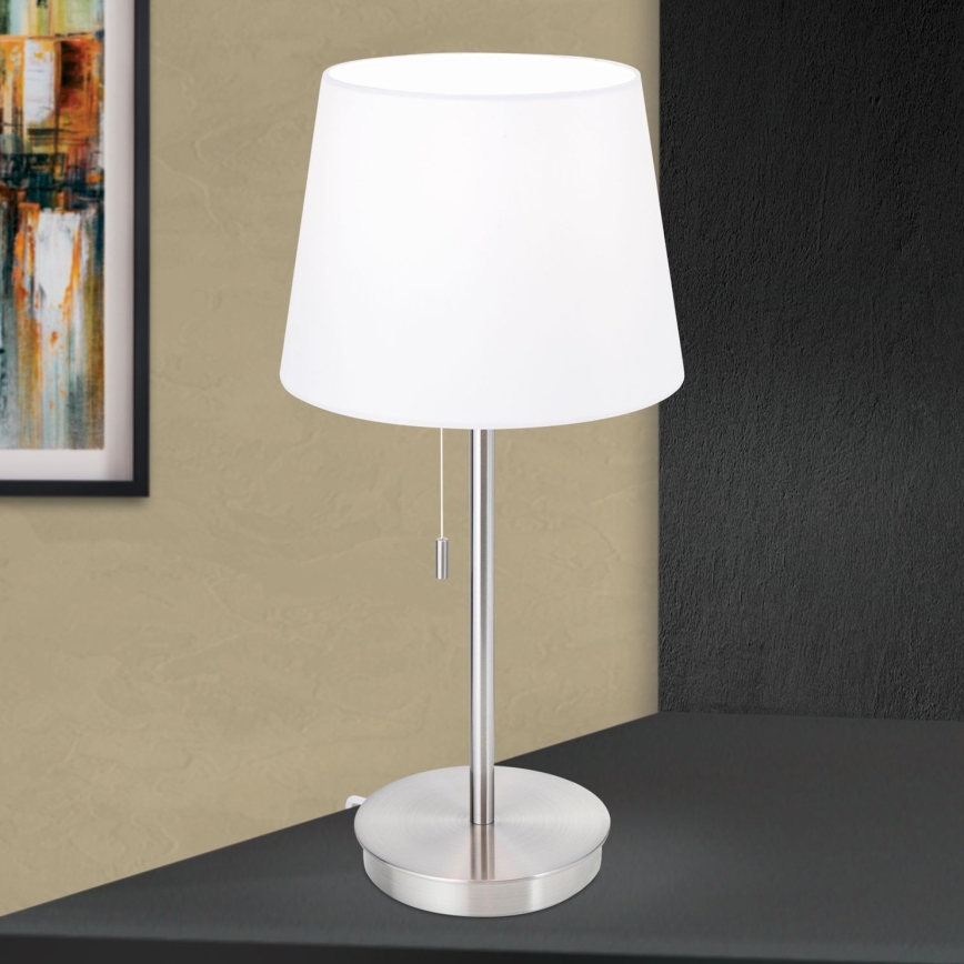 Lampe de table avec port USB LUDWIG 1xE27/40W/230V 50 cm blanc/chrome mat