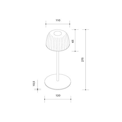 Lampe de table d'extérieur rechargeable à intensité variable VIVIEN LED/3W/5V 2700K 1600 mAh IP54 blanc