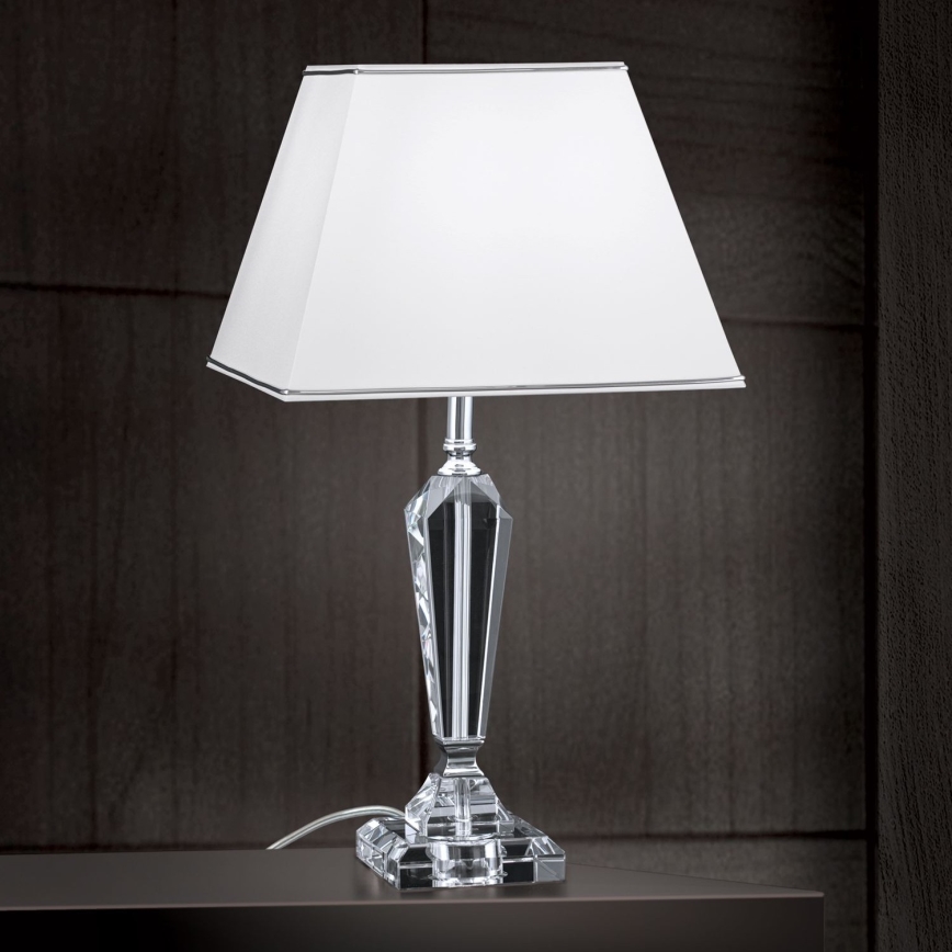 Lampe de table en cristal VERONIQUE 1xE27/60W/230V blanc/transparent
