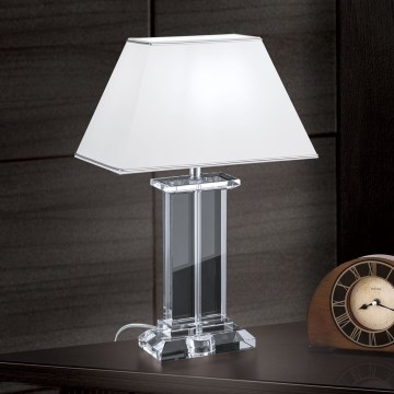 Lampe de table en cristal VERONIQUE 1xE27/60W/230V blanc/transparent