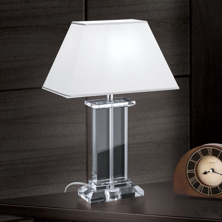 Lampe de table en cristal VERONIQUE 1xE27/60W/230V blanc/transparent