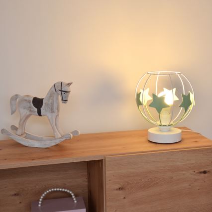 Lampe de table enfant STARS 1xE27/15W/230V vert/blanc