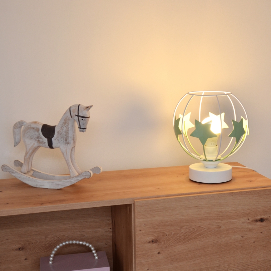Lampe de table enfant STARS 1xE27/15W/230V vert/blanc