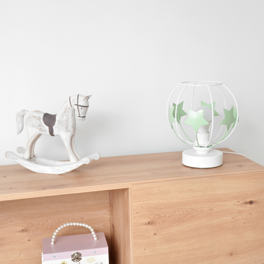 Lampe de table enfant STARS 1xE27/15W/230V vert/blanc