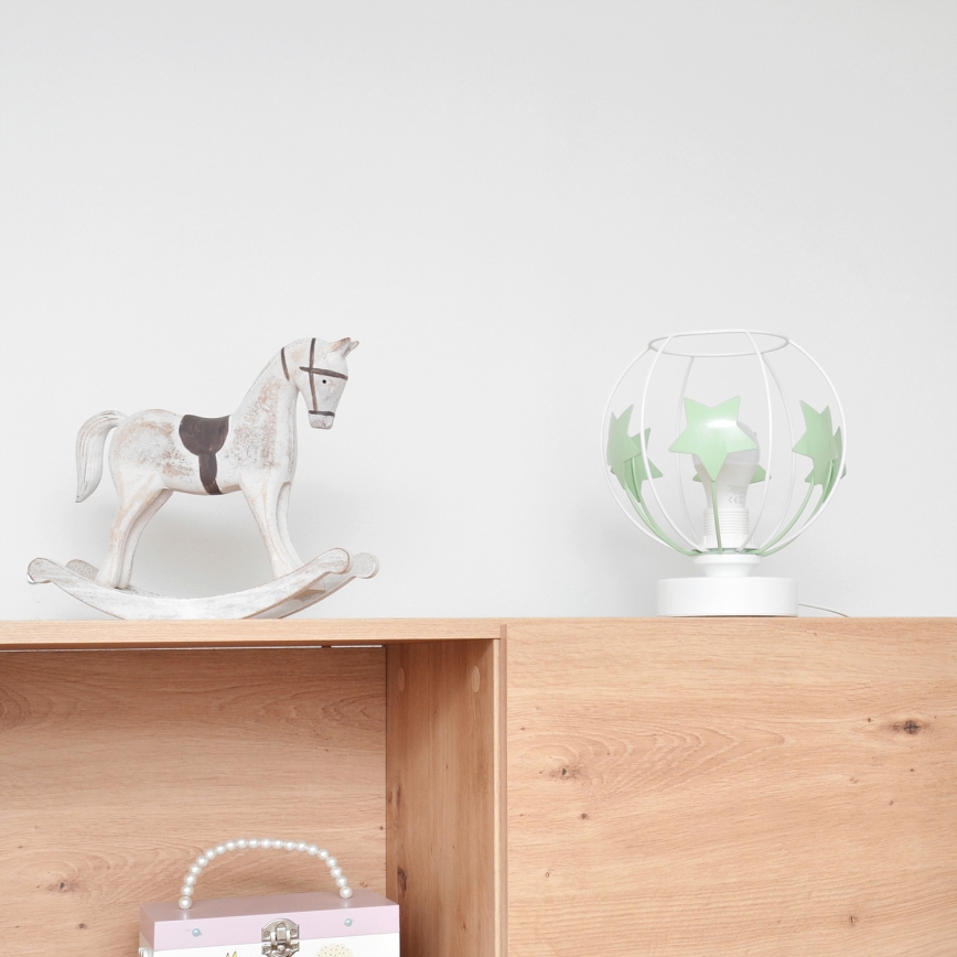Lampe de table enfant STARS 1xE27/15W/230V vert/blanc