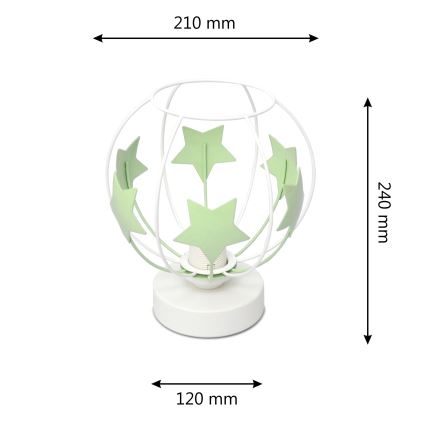 Lampe de table enfant STARS 1xE27/15W/230V vert/blanc