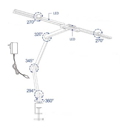 Lampe de table tactile flexible à intensité variable POINTIQ LED/24W/230V 3000-6500K CRI 92 noir