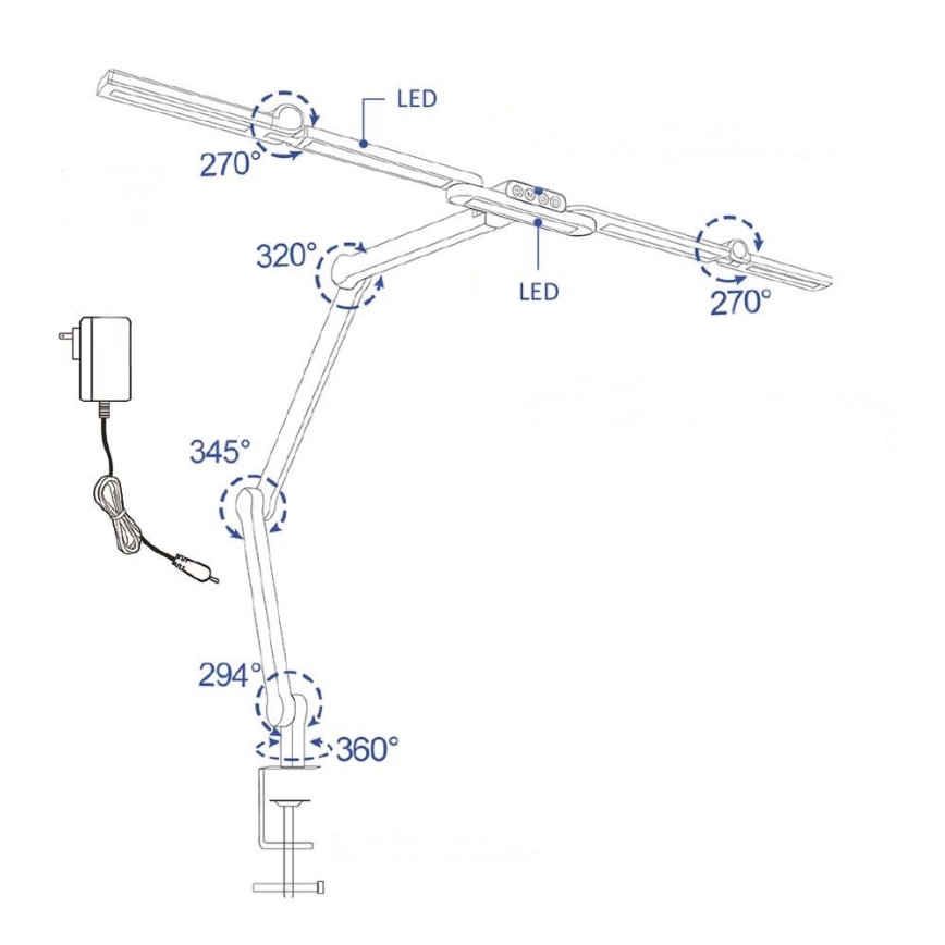 Lampe de table tactile flexible à intensité variable POINTIQ LED/24W/230V 3000-6500K CRI 92 noir
