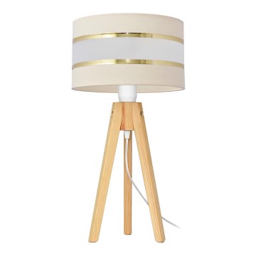 Lampe de table HELEN 1xE27/15W/230V crème/doré/pin