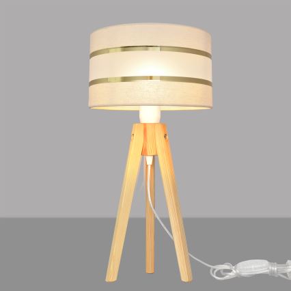 Lampe de table HELEN 1xE27/15W/230V crème/doré/pin