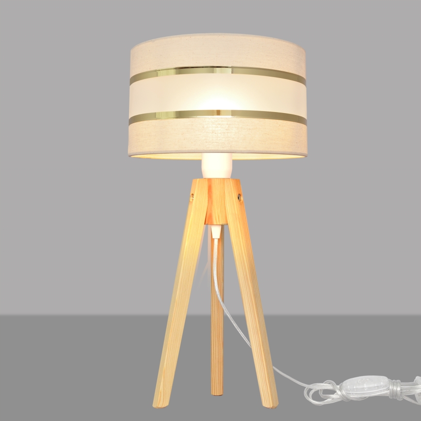 Lampe de table HELEN 1xE27/15W/230V crème/doré/pin