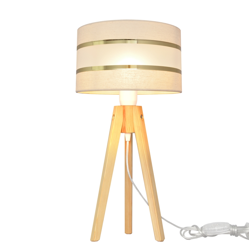 Lampe de table HELEN 1xE27/15W/230V crème/doré/pin