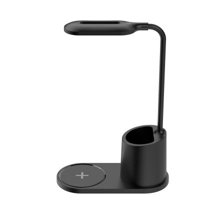 Lampe de table LED/3W/5V avec charge sans fil noir