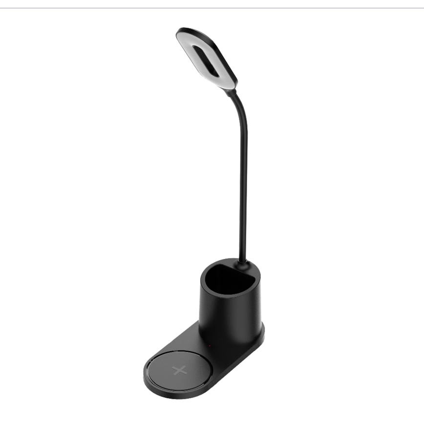 Lampe de table LED/3W/5V avec charge sans fil noir