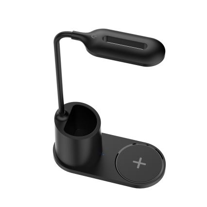 Lampe de table LED/3W/5V avec charge sans fil noir