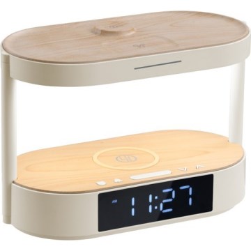 Lampe de table LED à intensité variable avec réveil et station de charge TRIPLE DOCK LED/1,5W/5V