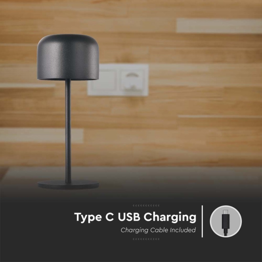 LED Lampe de table tactile rechargeable et à intensité variable LED/1,5W/5V 2700-5700K IP54 2200 mAh noir