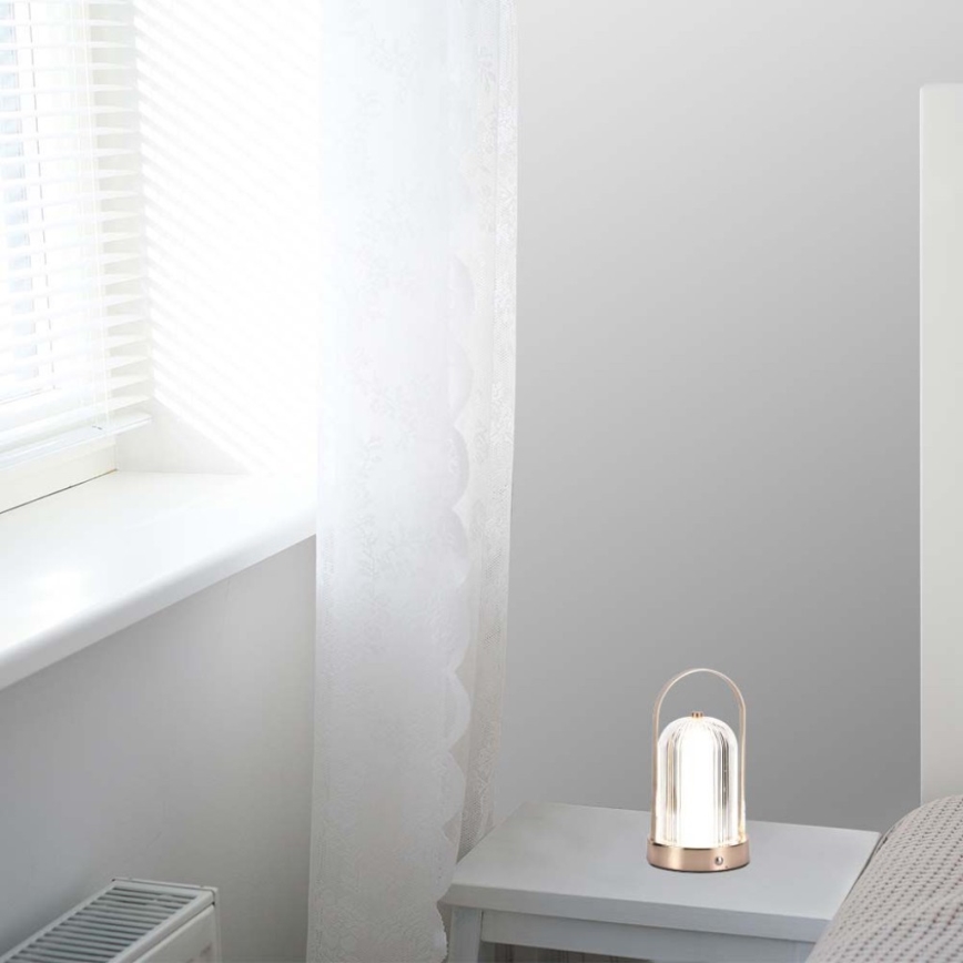 LED Lampe de table tactile rechargeable et à intensité variable LED/1W/5V 3000-6000K 1800 mAh cuivre