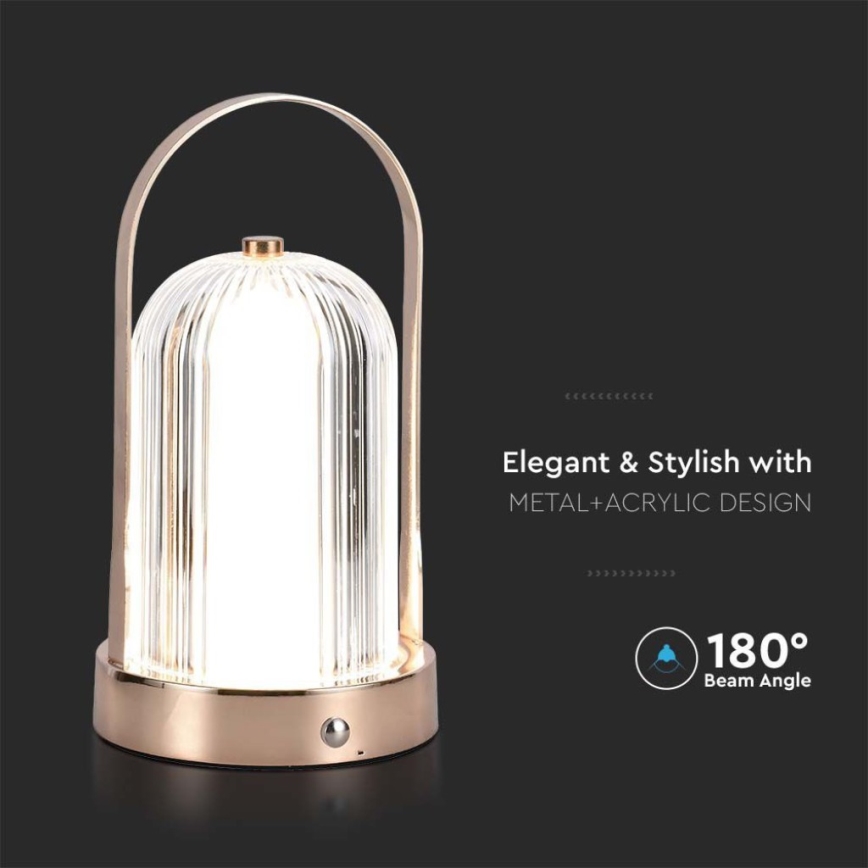LED Lampe de table tactile rechargeable et à intensité variable LED/1W/5V 3000-6000K 1800 mAh cuivre