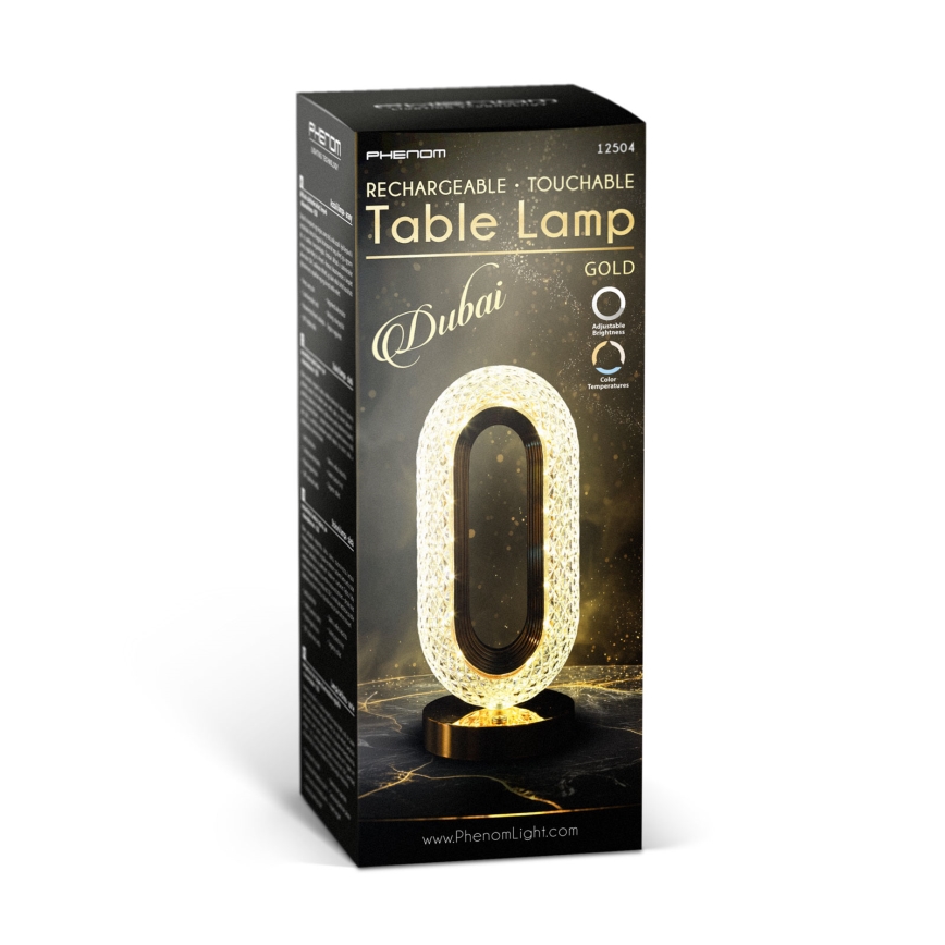 Lampe de table LED rechargeable et dimmable DUBAI LED/2W/5V 2700K/4000K/6500K 400 mAh dorée
