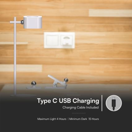 Lampe de table magnétique rechargeable à intensité variable 4en1 LED/3W/5V 3000-6000K 1800 mAh blanc