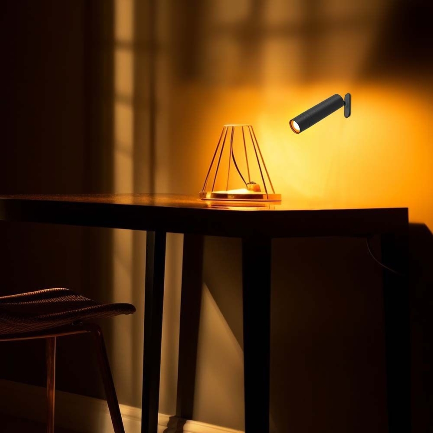 Lampe de table magnétique rechargeable à intensité variable LED/3W/5V 4000K 1500 mAh noir