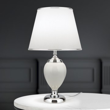 Lampe de table OVUM 1xE27/40W/230V 48 cm céramique blanc/chrome brillant