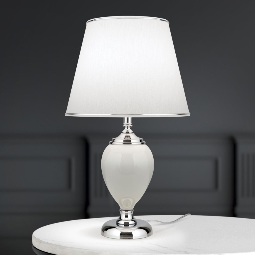 Lampe de table OVUM 1xE27/40W/230V 48 cm céramique blanc/chrome brillant