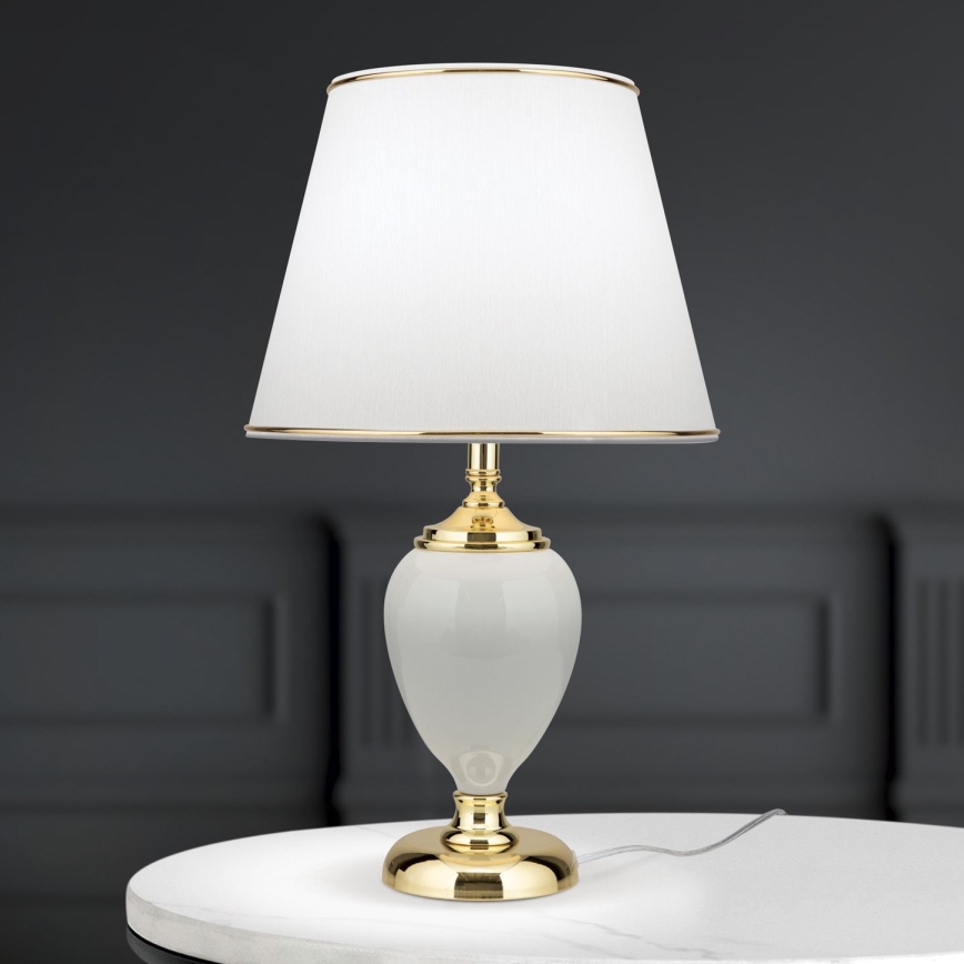 Lampe de table OVUM 1xE27/40W/230V 48 cm céramique blanc/doré