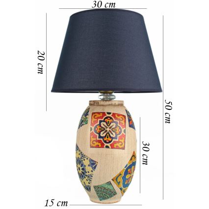 Lampe de table RAMZES 1xE27/40W/230V bleu/beige