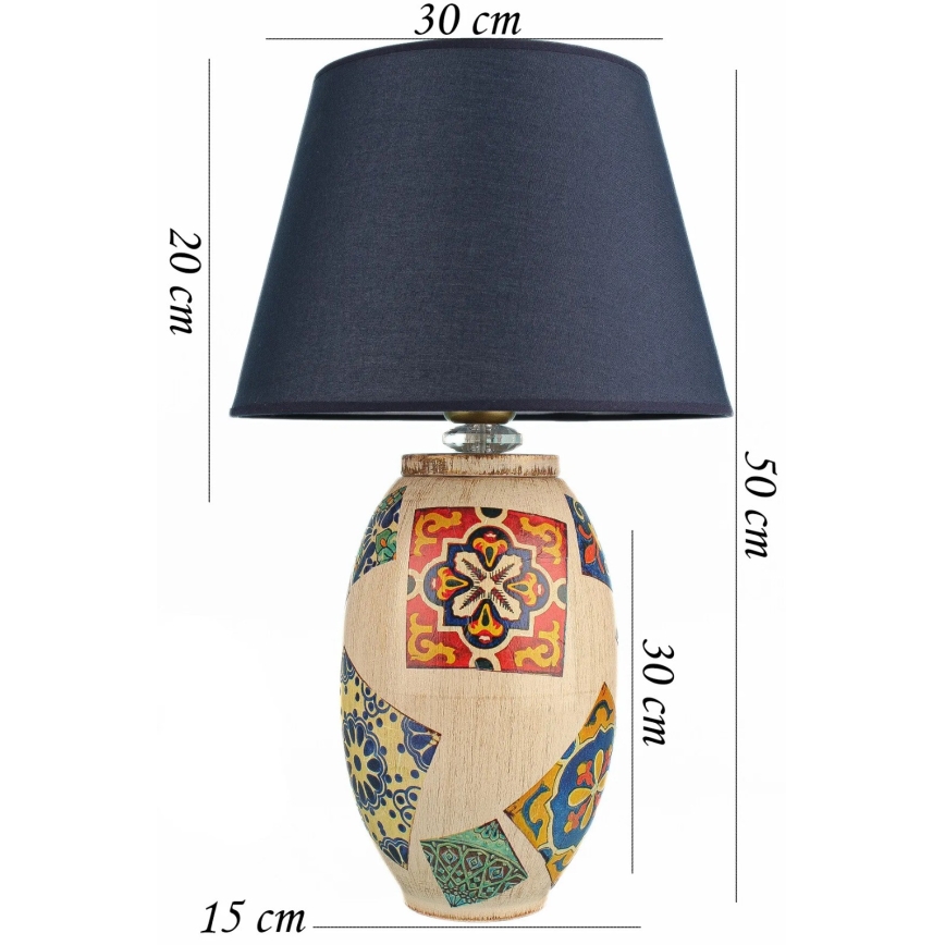 Lampe de table RAMZES 1xE27/40W/230V bleu/beige