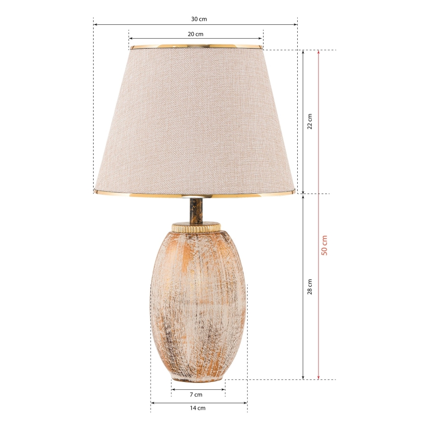 Lampe de table RAMZES 1xE27/40W/230V crème/doré