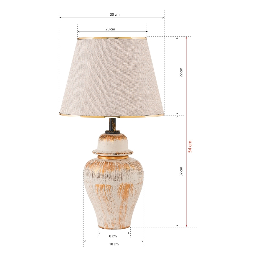 Lampe de table RAMZES 1xE27/40W/230V crème/dorée