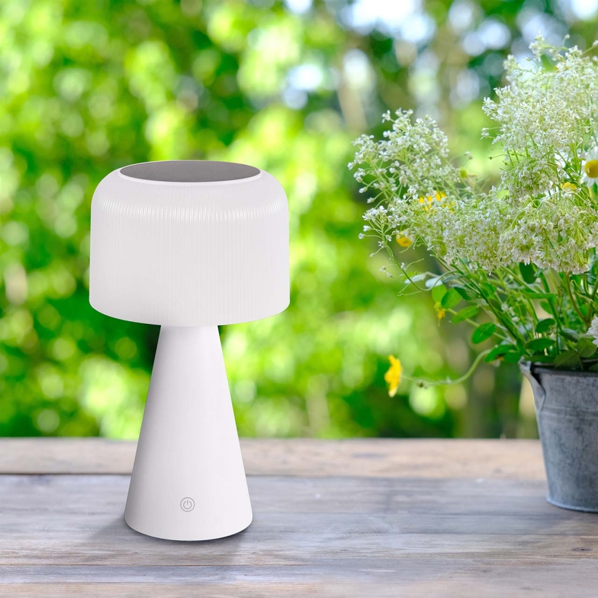 Lampe de table solaire tactile à intensité variable LED/3,7V 1800 mAh 3000/4000/5000K IP44 blanc